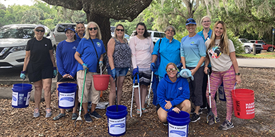 Volunteers participating in a cleanup at Blue Spring State Park