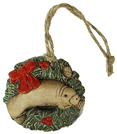 manatee wreath holiday ornament